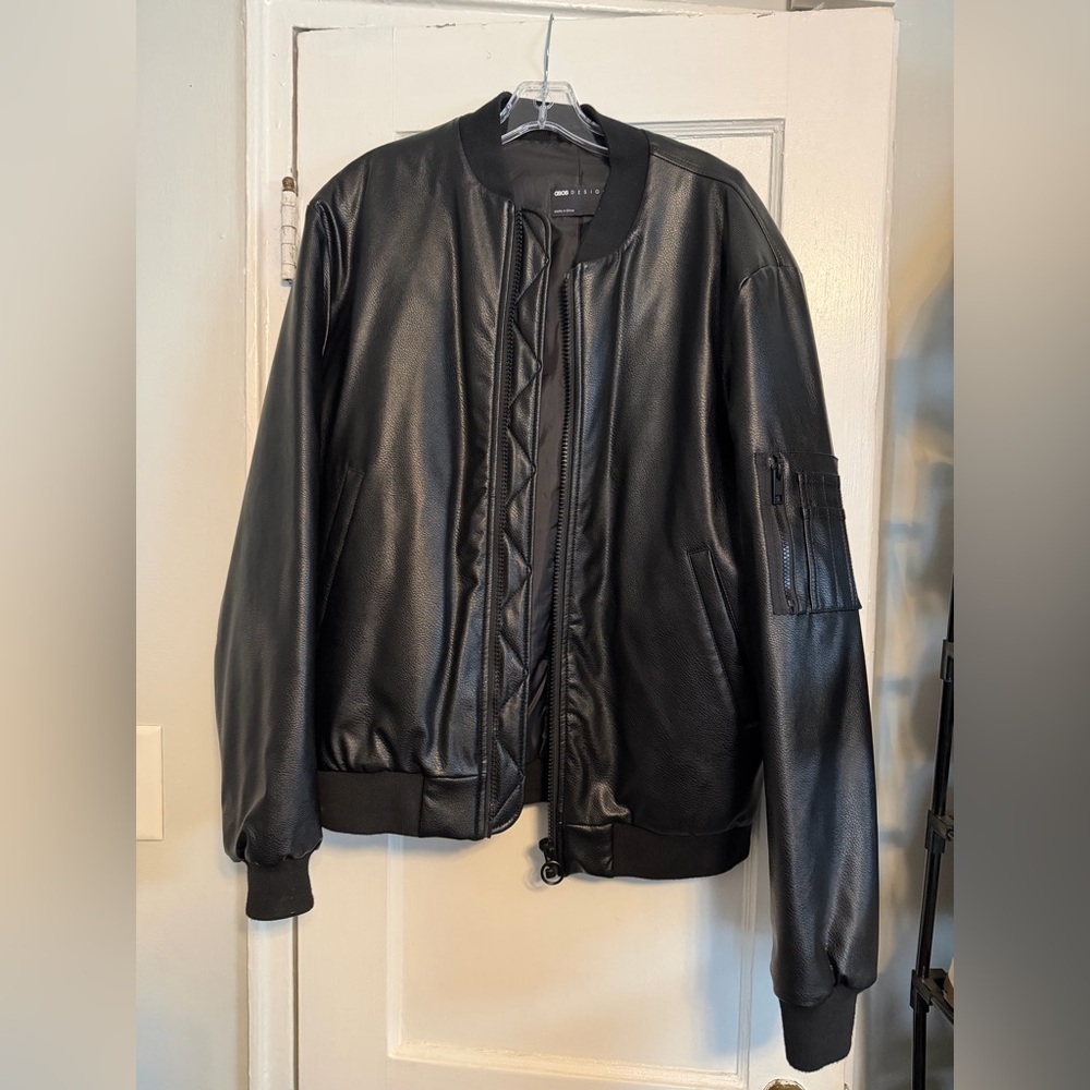 ASOS Men’s Faux Leather Bomber Jacket